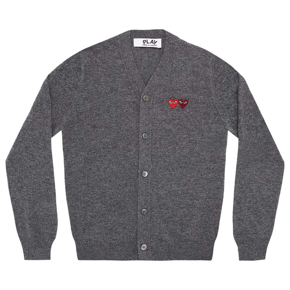 Comme des Garçons PLAY Double Heart Cardigan Grey