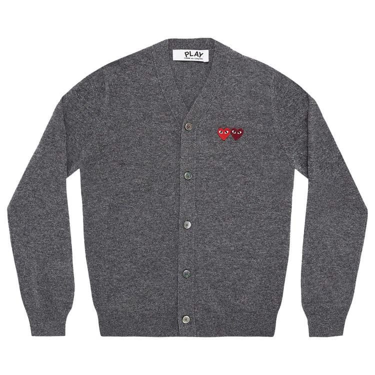Comme des Garçons PLAY Double Heart Cardigan Grey