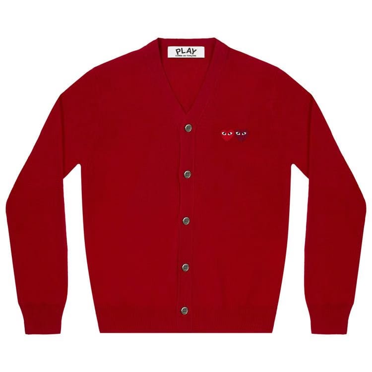 Comme des Garçons PLAY Double Heart Cardigan Red