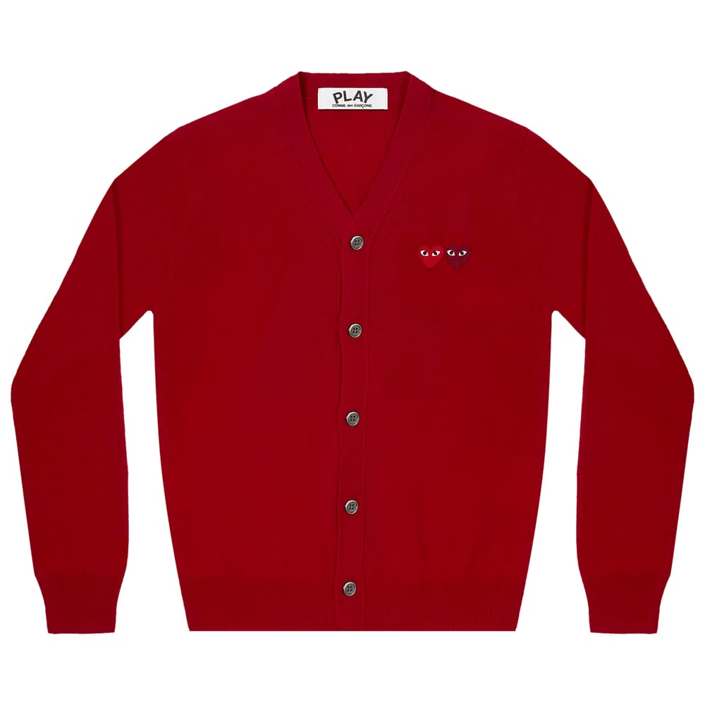 Comme des Garçons PLAY Double Heart Cardigan Red