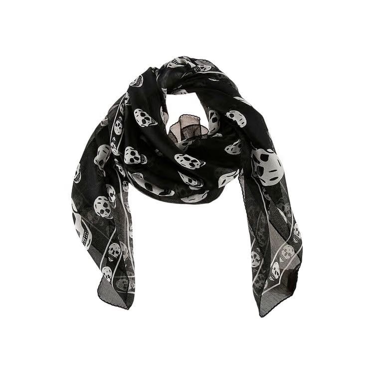 Alexander McQueen Skull Silk Scarf Black/White