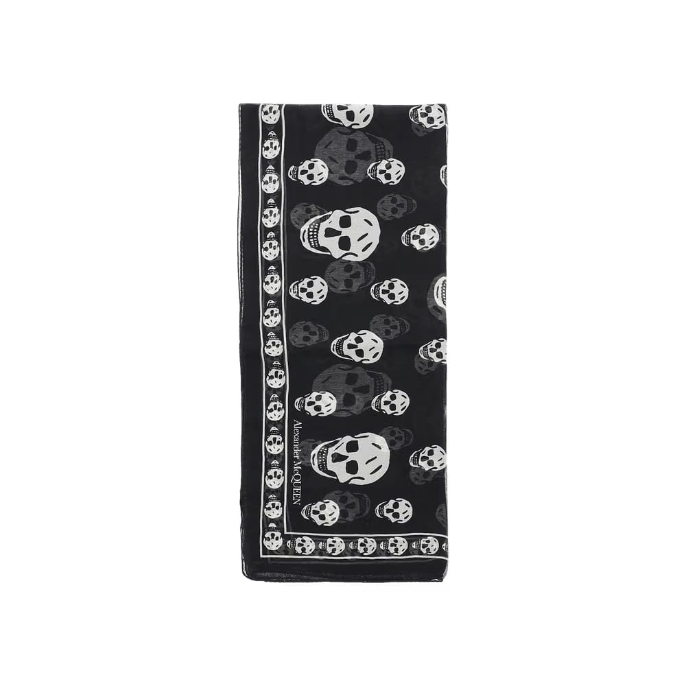 Alexander McQueen Skull Silk Scarf Black/White