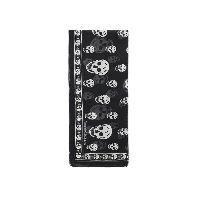 Alexander McQueen Skull Silk Scarf Black/White
