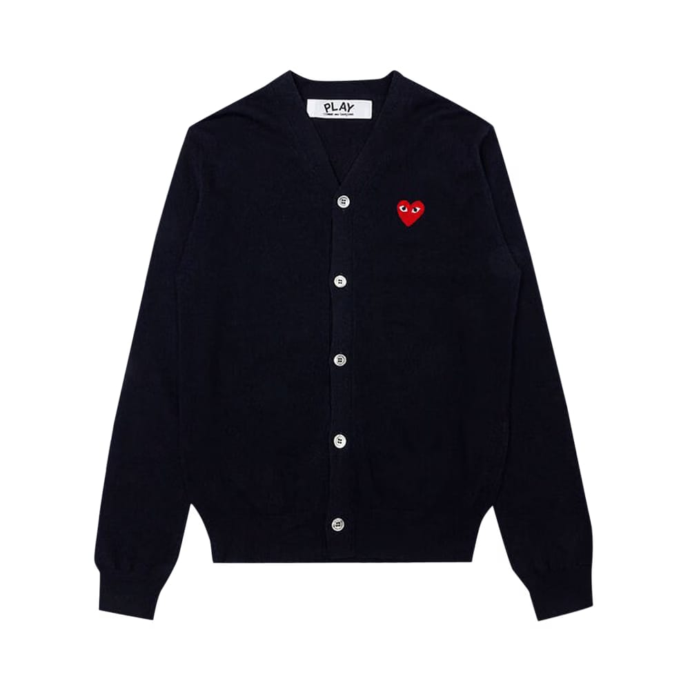 Comme des Garçons PLAY Knit Cardigan Red Heart Navy