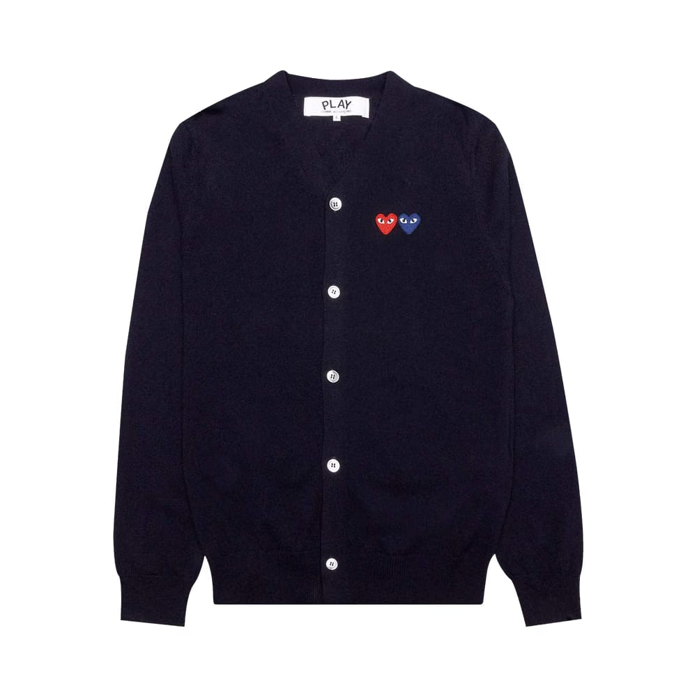Comme des Garçons PLAY Double Heart Cardigan Navy