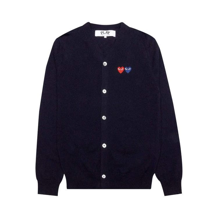Comme des Garçons PLAY Double Heart Cardigan Navy