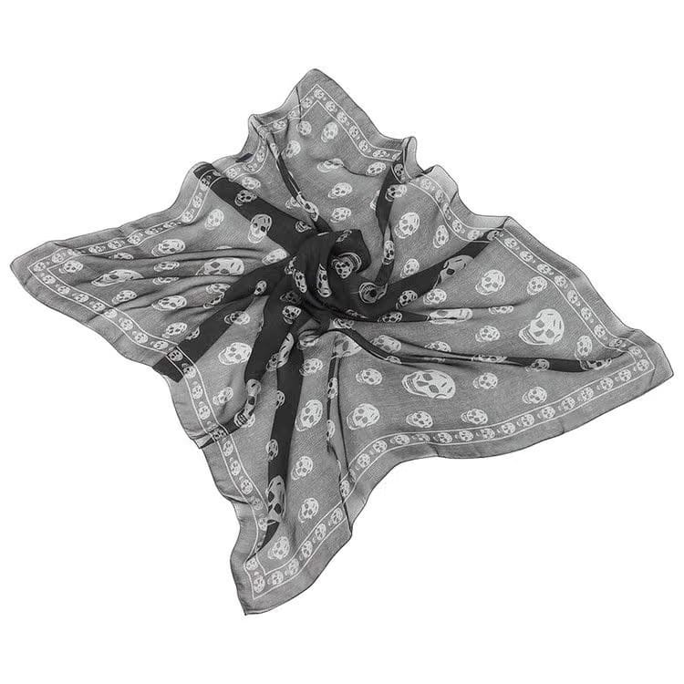 MCQ Skull Silk Scarf Black/Ivory