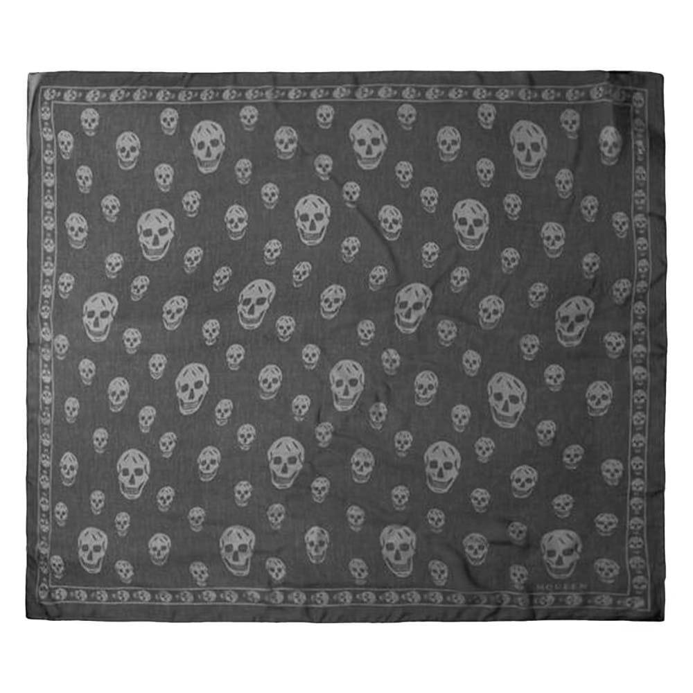 MCQ Skull Silk Scarf Black/Ivory