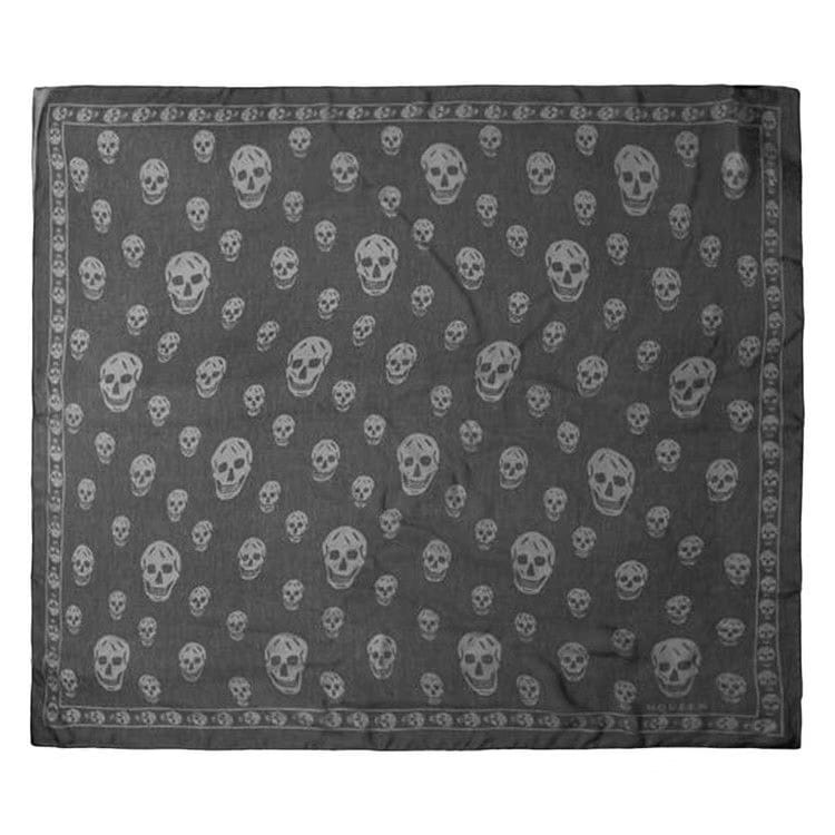 MCQ Skull Silk Scarf Black/Ivory