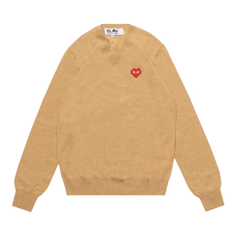 Comme des Garçons PLAY Heart V Neck Pullover Camel