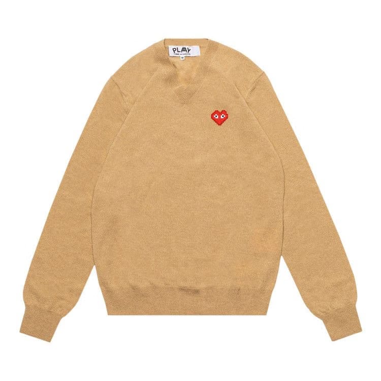 Comme des Garçons PLAY Heart V Neck Pullover Camel