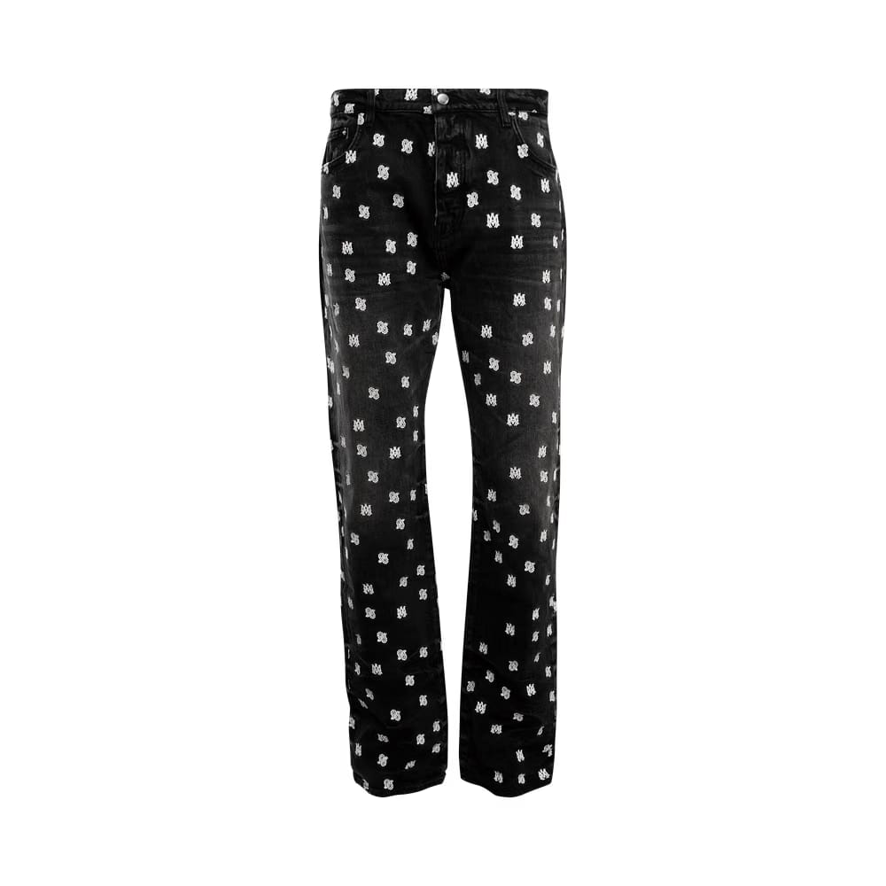 Amiri MA Paisley Emblem Straight Jean Faded Black