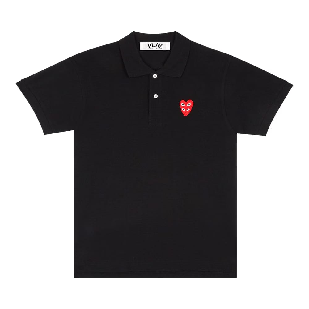 Comme des Garçons PLAY Double Heart Polo Black