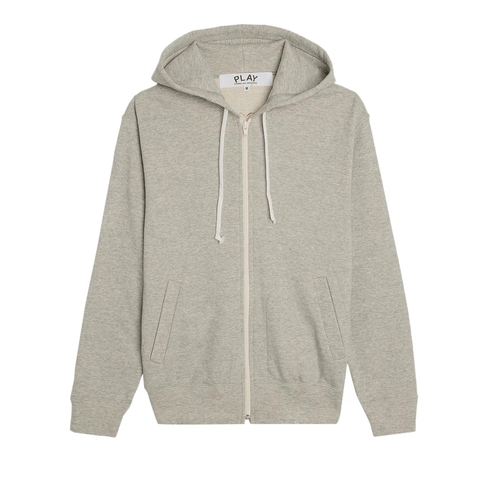 Comme des Garçons PLAY Heart Back Emblem Hooded Zip Up Grey
