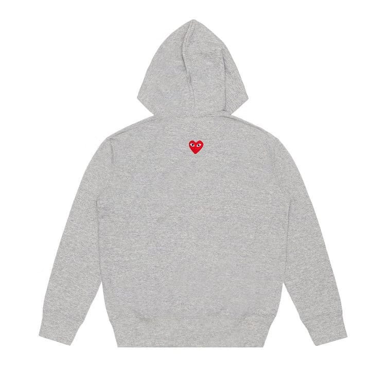 Comme des Garçons PLAY Heart Back Emblem Hooded Zip Up Grey