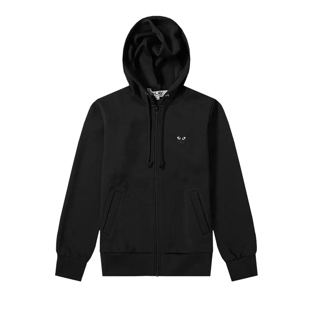 Comme des Garçons PLAY Big Heart Logo Zip Up Hoodie Black