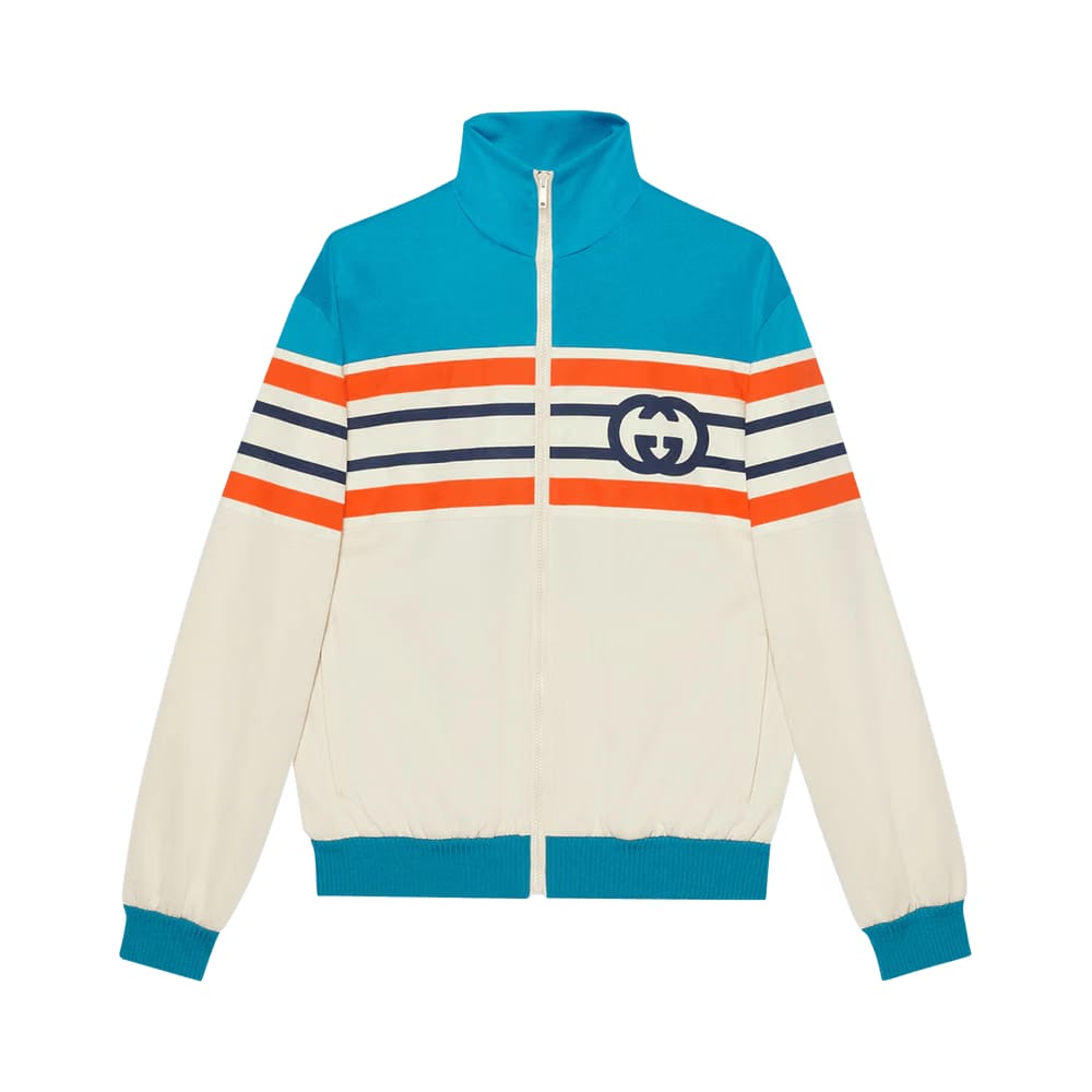 Gucci Interlocking G Stripe Jacket Light Blue/Ivory
