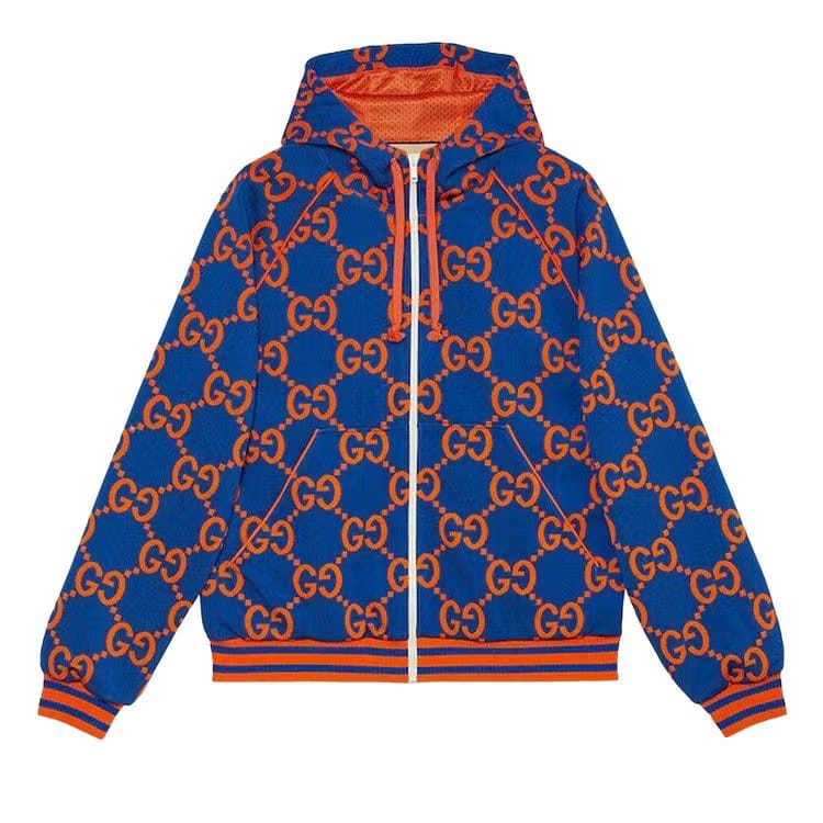 Gucci GG Jacquard Zip Jacket Blue/Orange