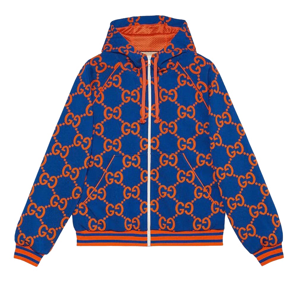 Gucci GG Jacquard Zip Jacket Blue/Orange