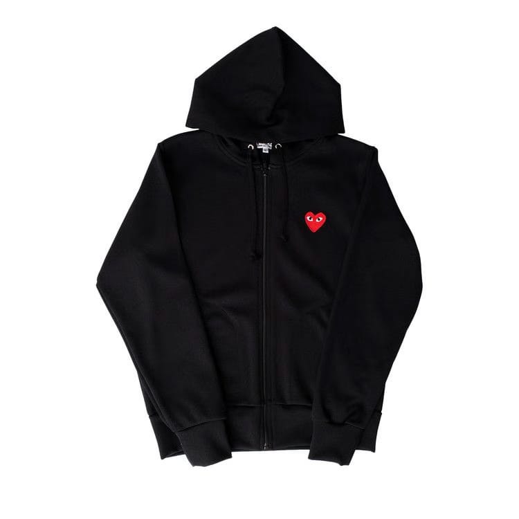 Comme des Garçons Play Zip Up Hoodie With Red Heart Black