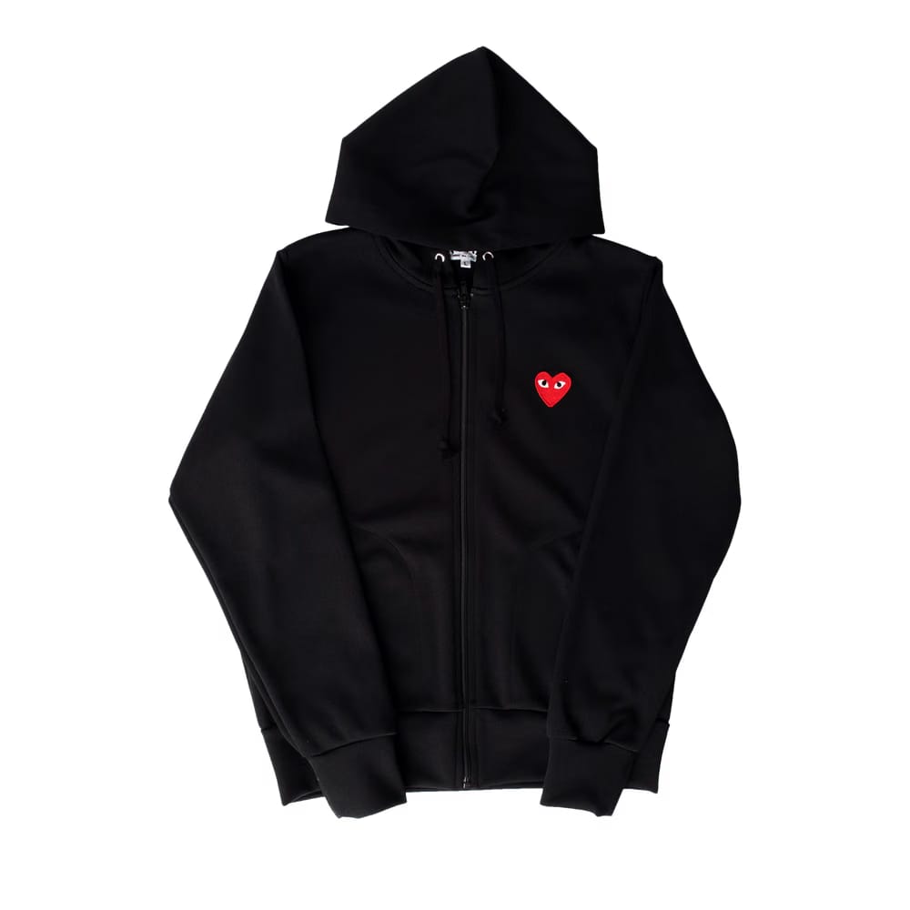 Comme des Garçons Play Zip Up Hoodie With Red Heart Black