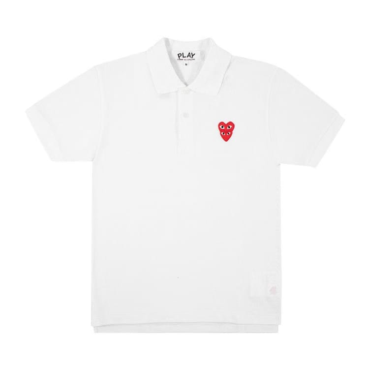 Comme des Garçons PLAY Heart Logo Shorts-Sleeve Polo White