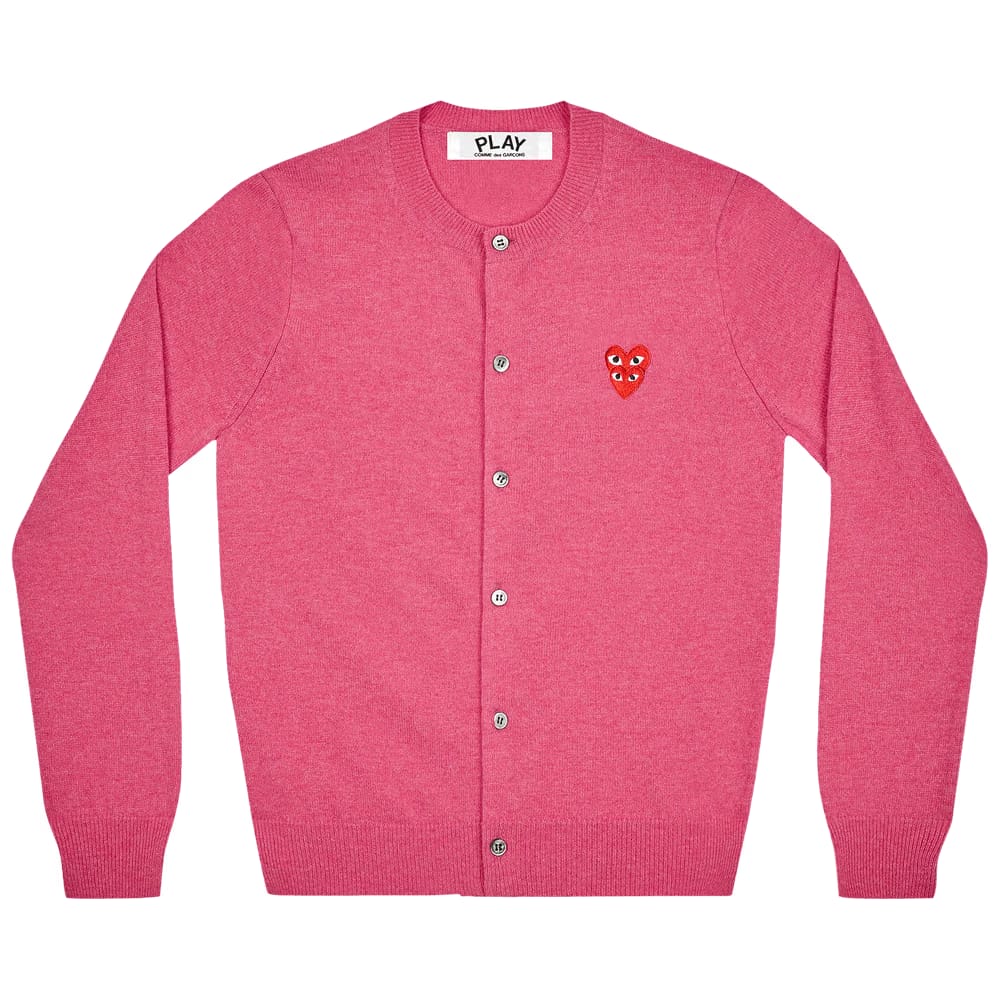 Comme des Garçons PLAY Wool Layered Double Heart Cardigan Pink