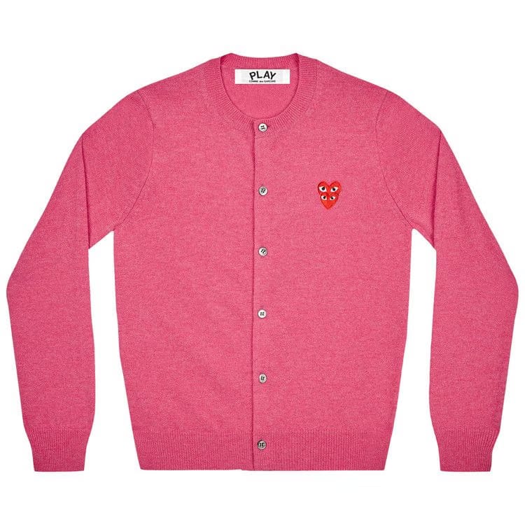 Comme des Garçons PLAY Wool Layered Double Heart Cardigan Pink