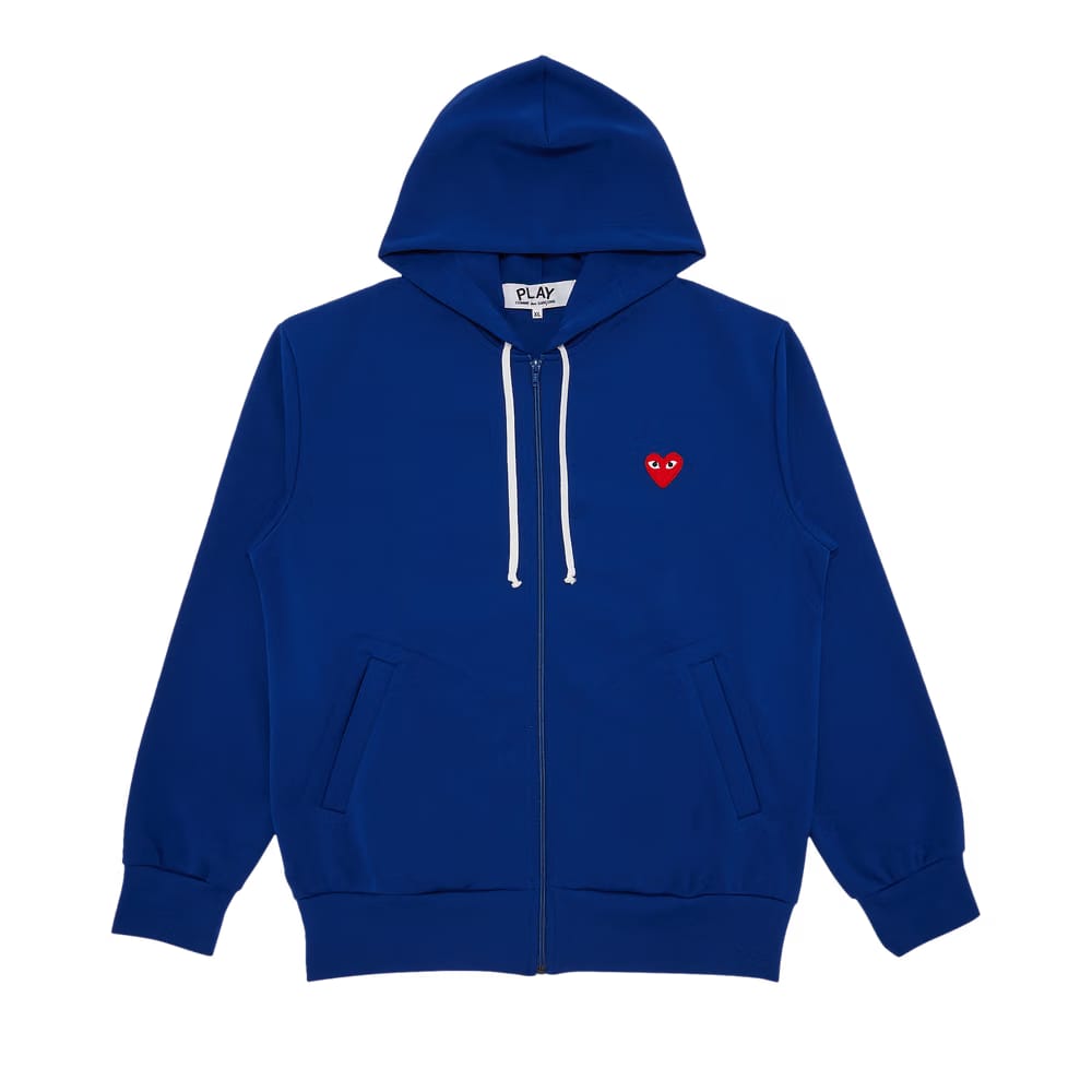 Comme des Garçons Play Zip Up Hoodie With Red Heart Navy