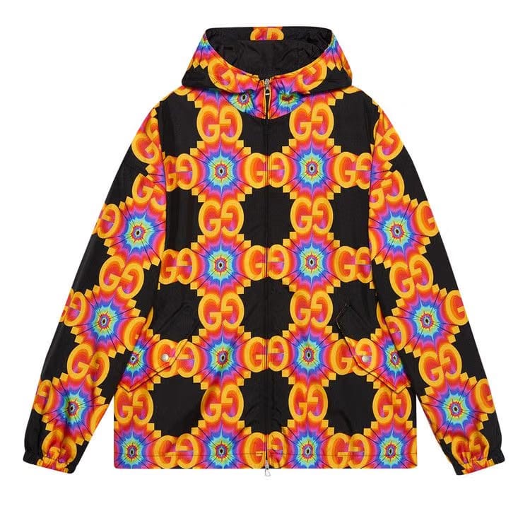 Gucci GG Kaleidoscope Water Repellent Jacket Black/Orange
