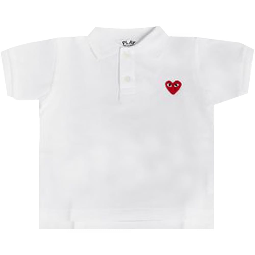 Comme des Garçons PLAY Kids Heart Polo White