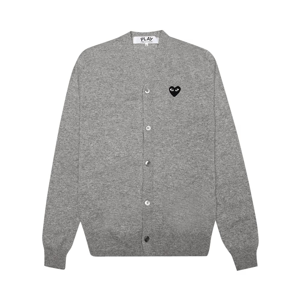 Comme des Garçons PLAY Heart Wool Cardigan Gray