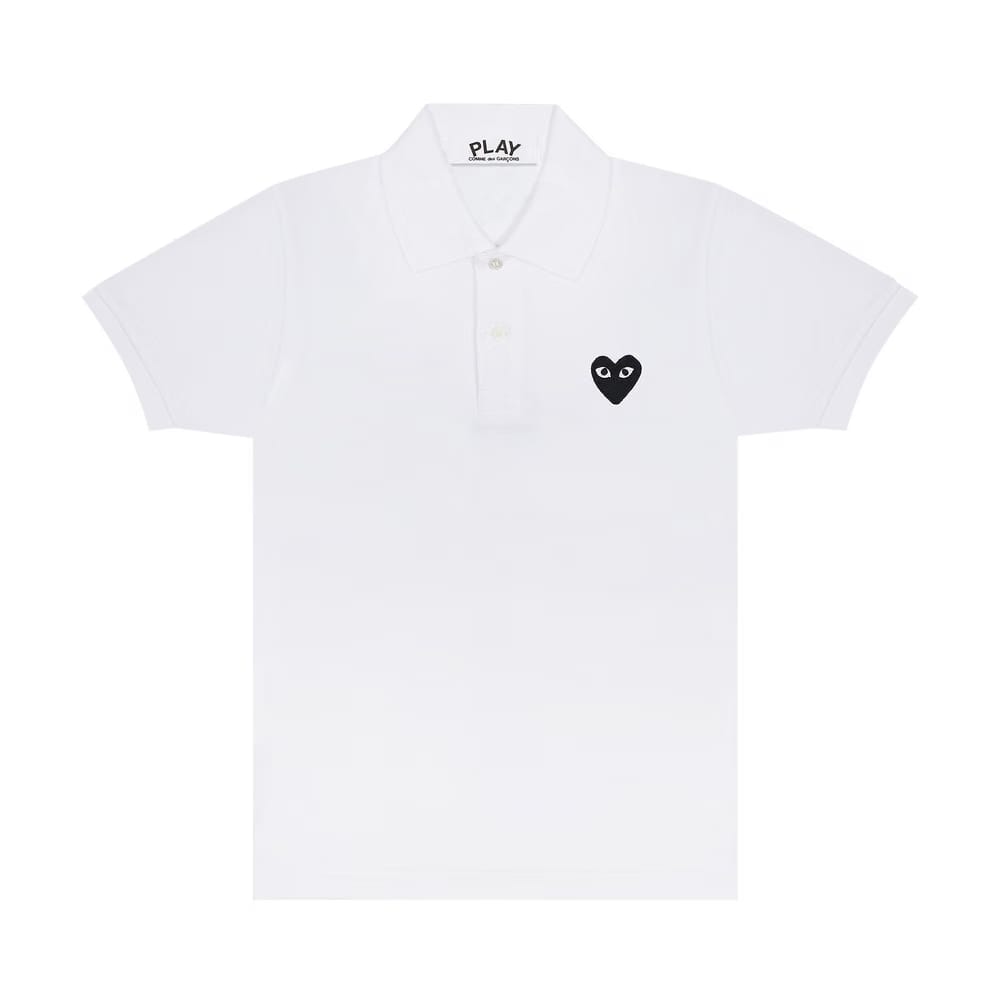 Comme des Garçons PLAY Black Emblem Polo Shirt White