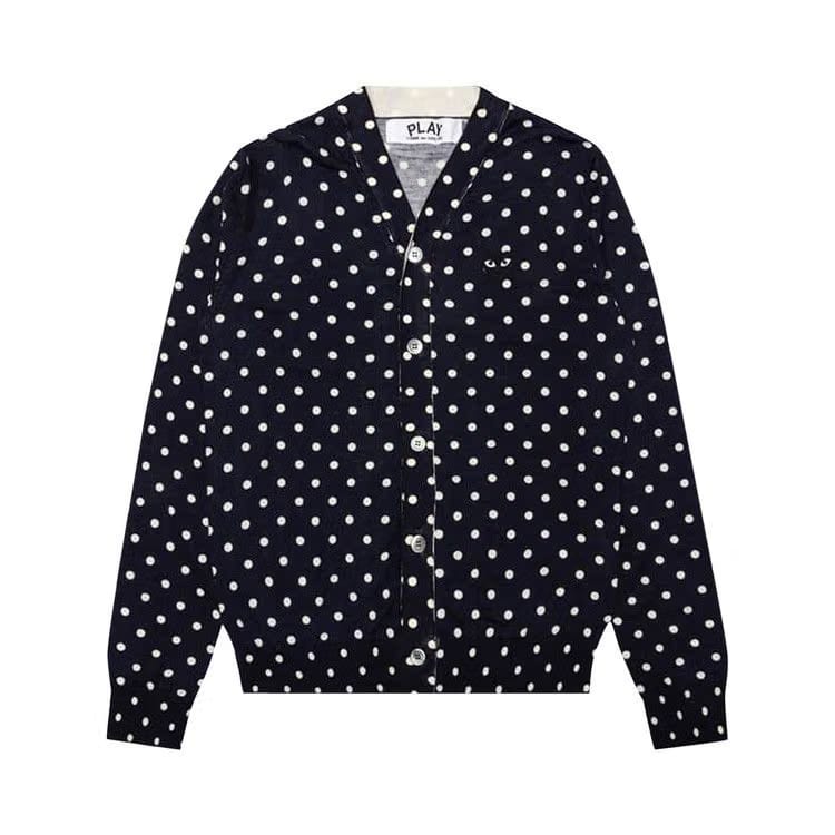 Comme des Garçons PLAY Polka Dot Cardigan Black Heart Navy