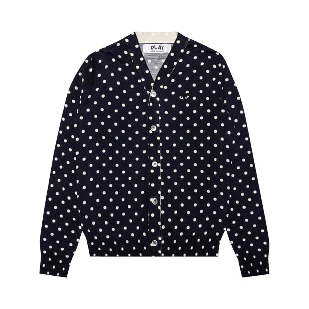 Comme des Garçons PLAY Polka Dot Cardigan Black Heart Navy