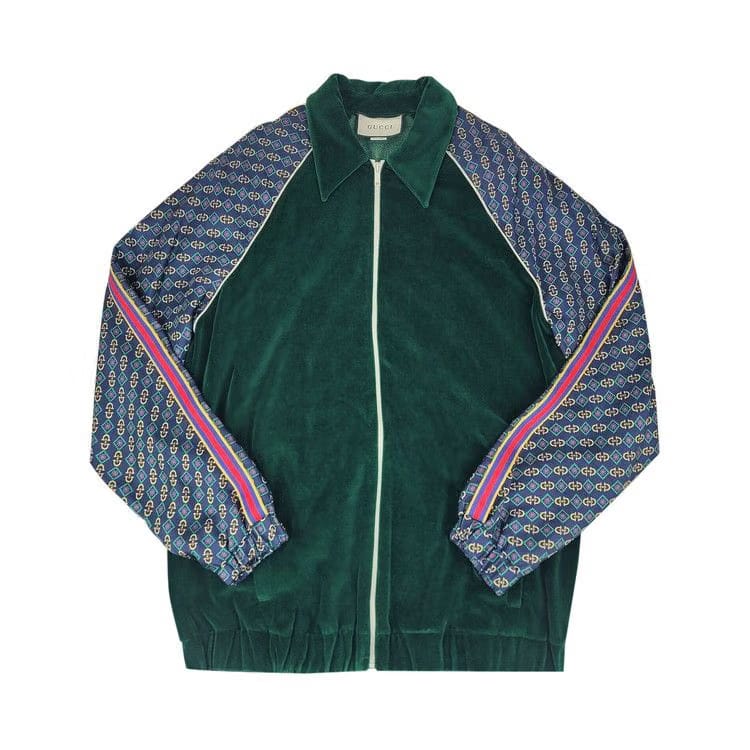 Gucci Oversized Velvet Mixed Media Jacket Green