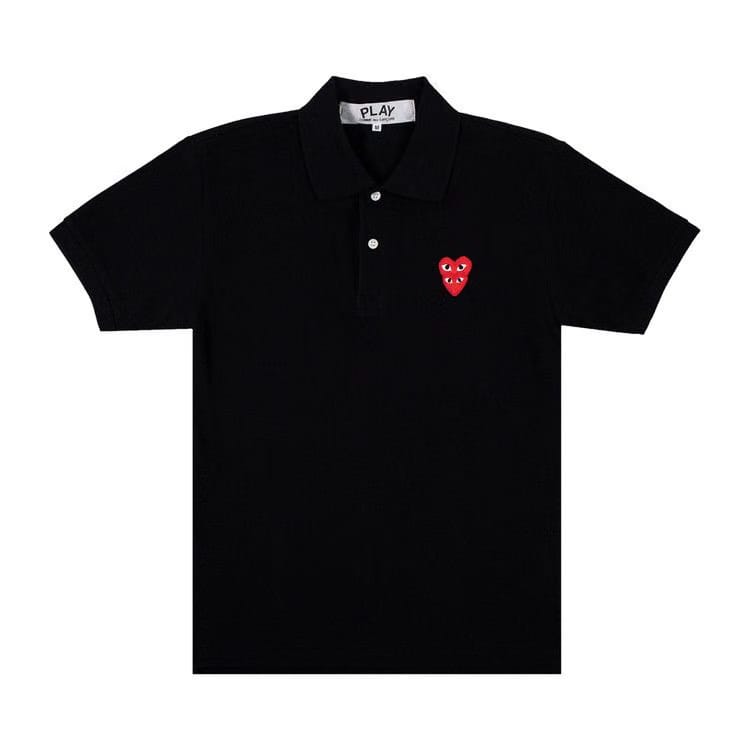 Comme des Garçons PLAY Heart Logo Shorts-Sleeve Polo Black
