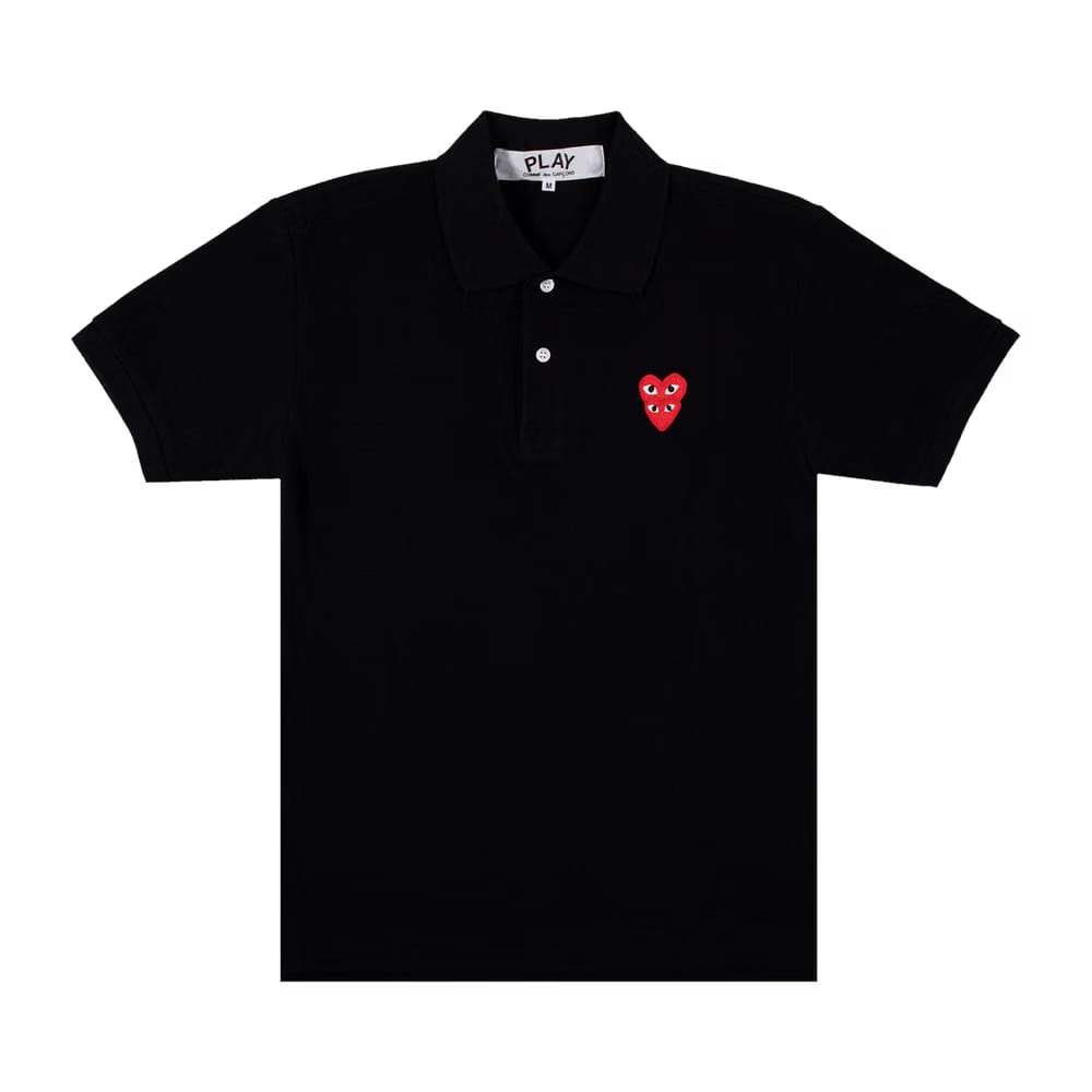 Comme des Garçons PLAY Heart Logo Shorts-Sleeve Polo Black
