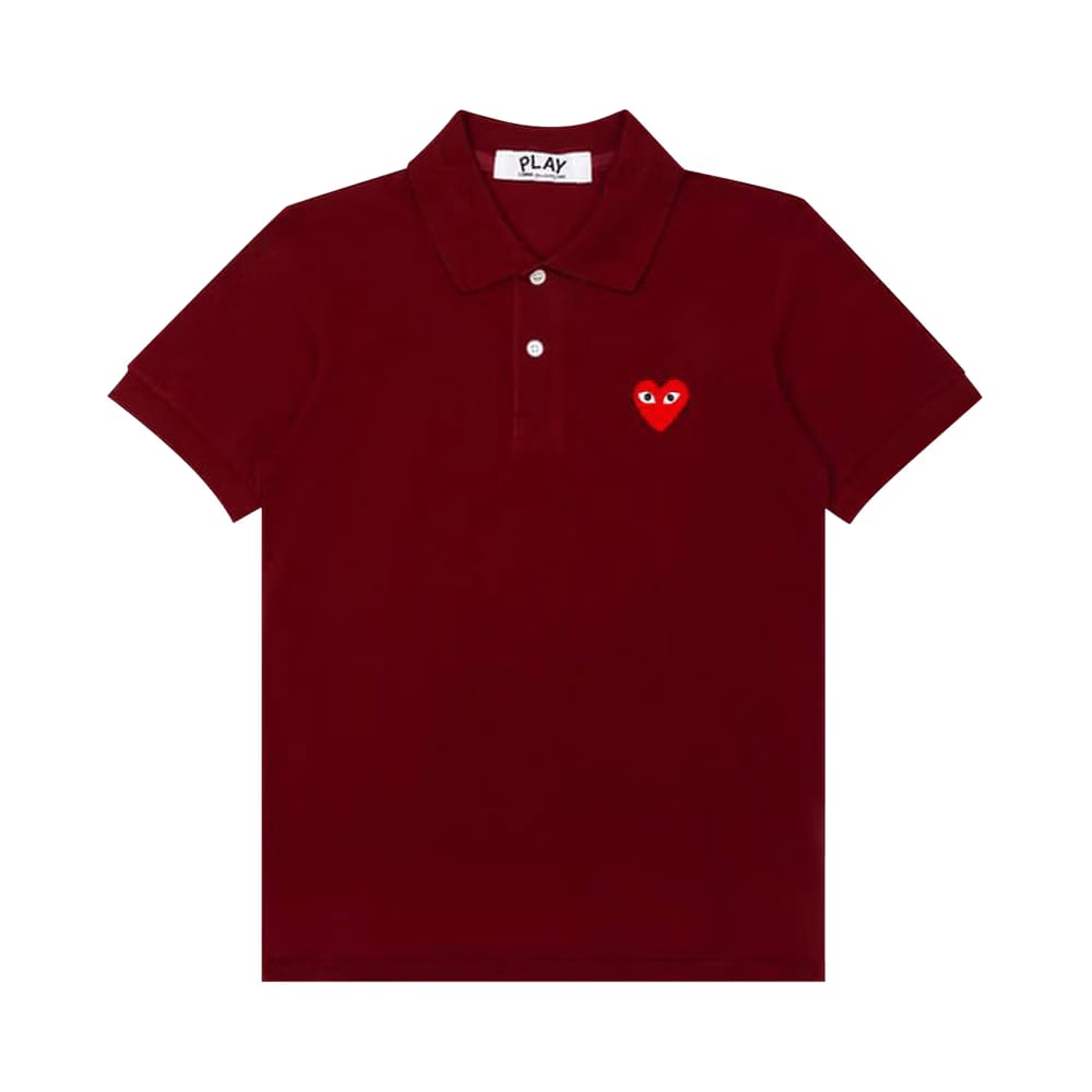 Comme des Garçons PLAY Red Heart Polo Shirt Burgundy