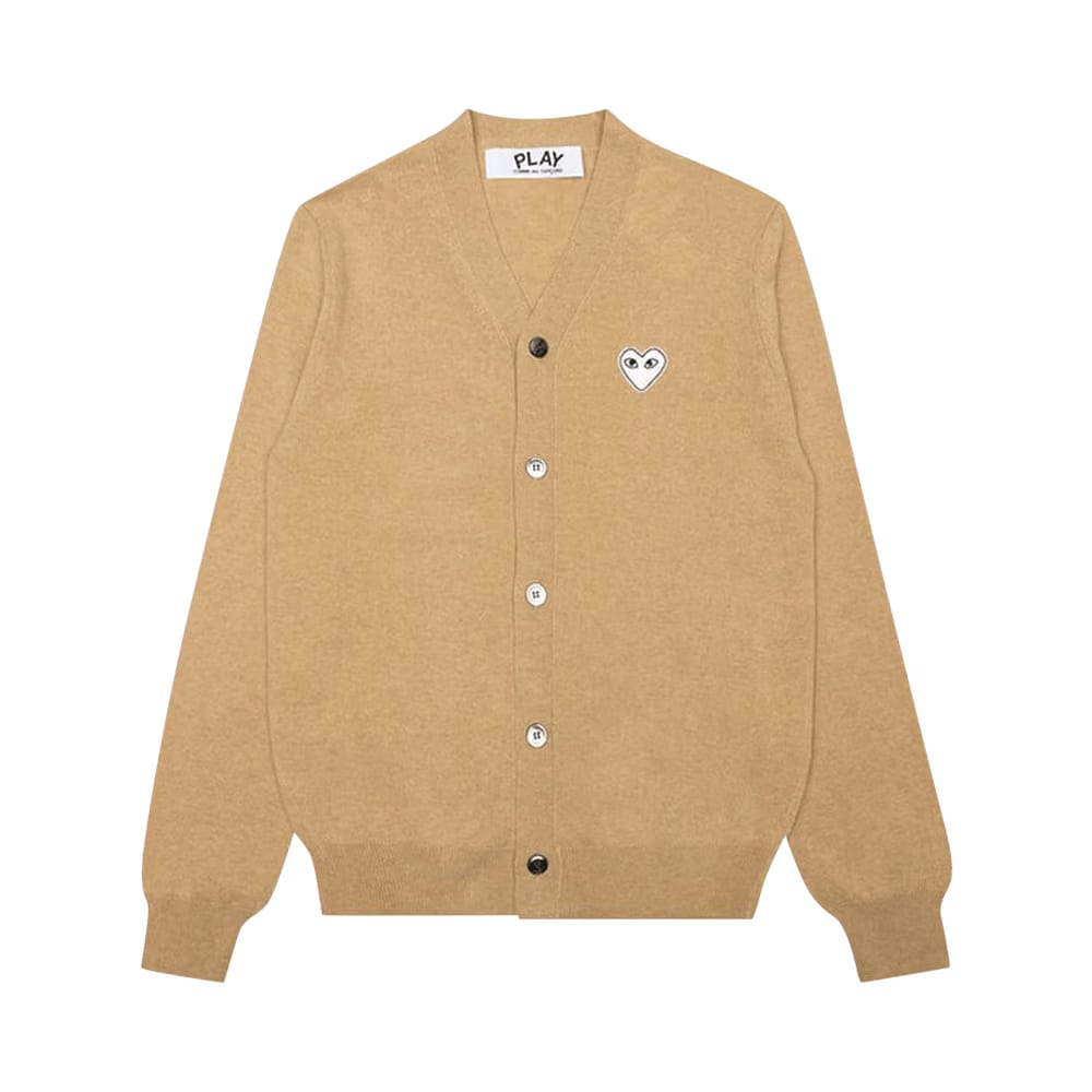 Comme des Garçons PLAY Woven V-Neck Cardigan Tan