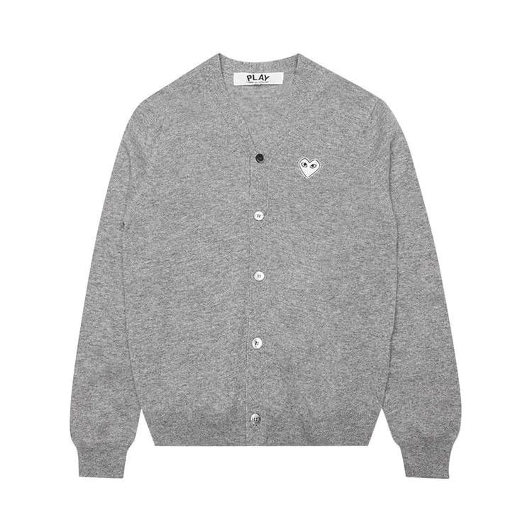 Comme des Garçons PLAY Woven V-Neck Cardigan Grey