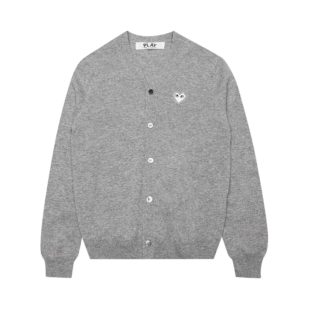 Comme des Garçons PLAY Woven V-Neck Cardigan Grey