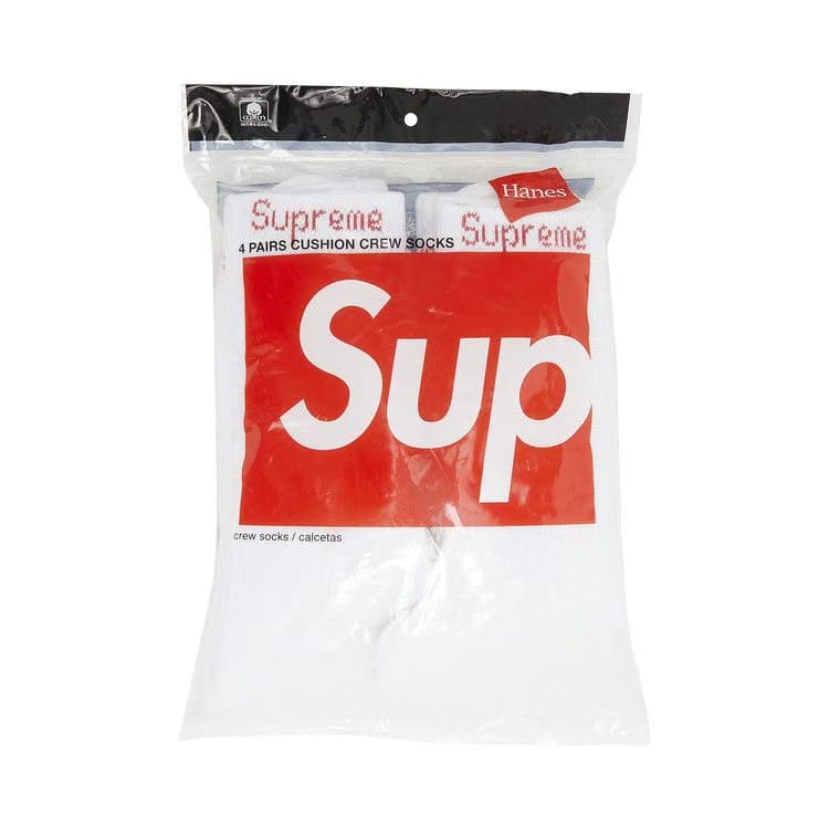 Supreme x Hanes Crew Socks (4 Pack) White