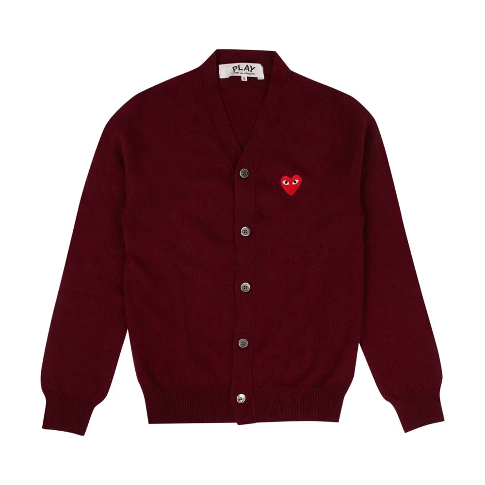 Comme des Garçons PLAY Heart Wool Cardigan Burgundy