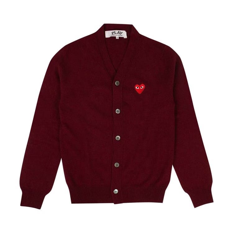 Comme des Garçons PLAY Heart Wool Cardigan Burgundy