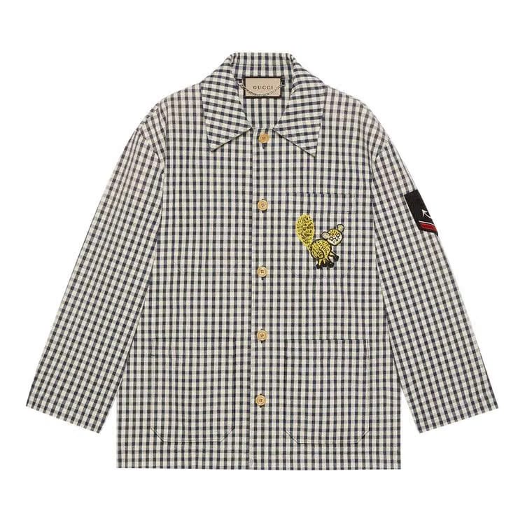 Gucci Freya Hartas Patch Gingham Jacket White/Blue