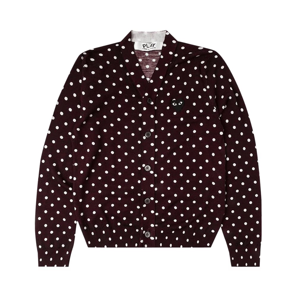 Comme des Garçons PLAY Polka Dot Cardigan Black Heart Burgundy