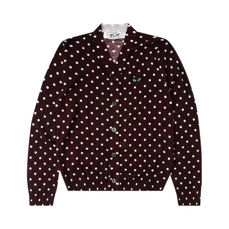 Comme des Garçons PLAY Polka Dot Cardigan Black Heart Burgundy