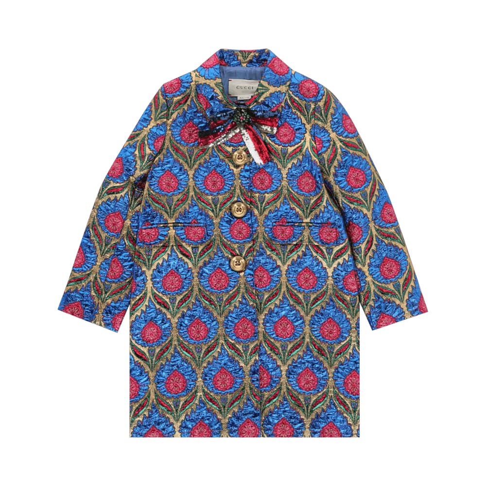 Gucci Kids Floral Jacquard Coat Multicolor