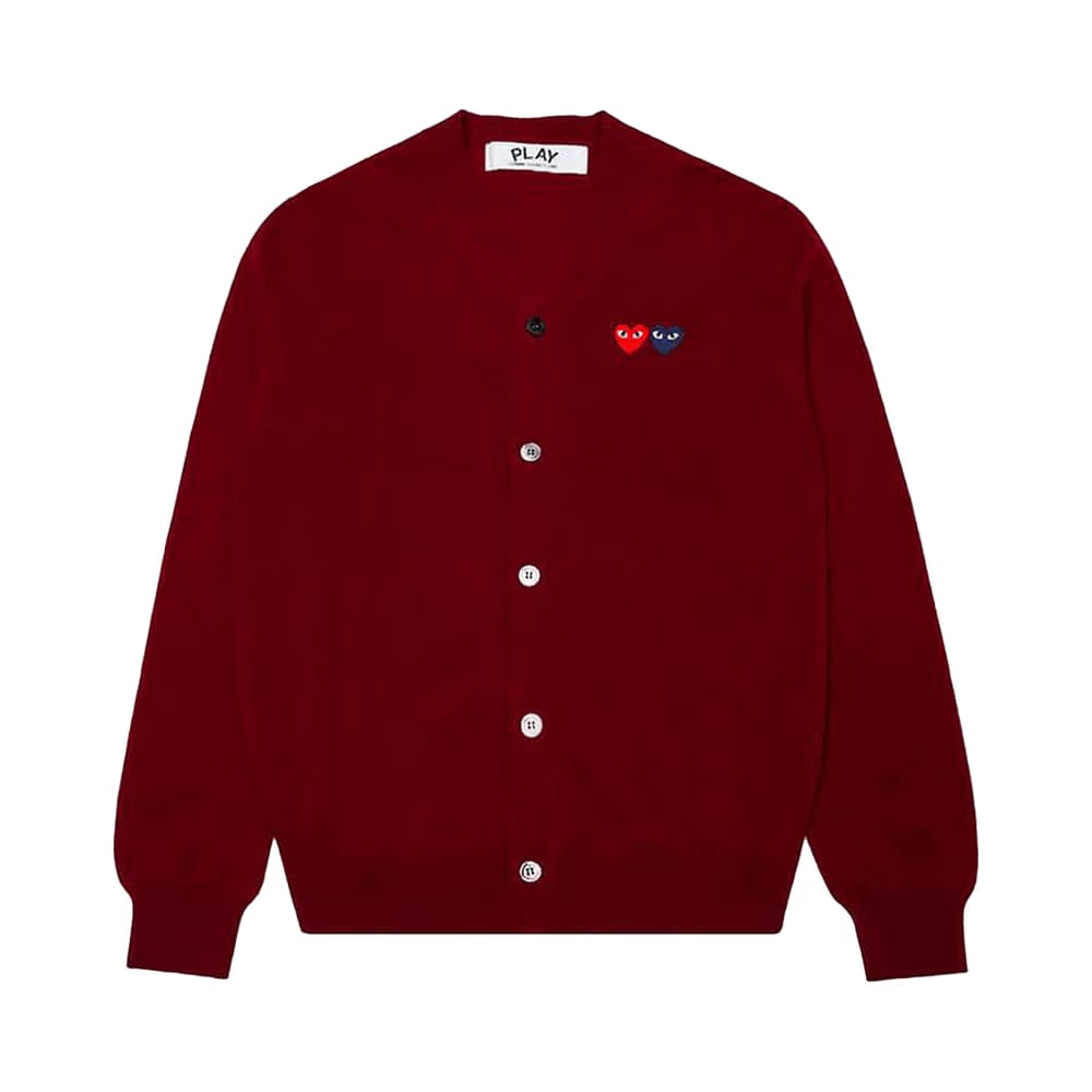 Comme des Garçons PLAY Double Heart Cardigan Burgundy